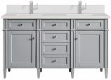 *60 Inch Urban Gray Double Sink Bathroom Vanity White Quartz