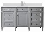 60 Inch Urban Gray Single Sink Bathroom Vanity White Quartz