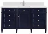 60 Inch Victory Blue Single Sink Bath Vanity White Quartz