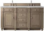 60 Inch Walnut Double Sink Bathroom Vanity Silver Quartz