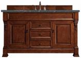 60 Inch Warm Cherry Single Sink Bathroom Vanity Bleu Quartz