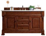 60 Inch Warm Cherry Single Sink Bathroom Vanity Pearl Quartz