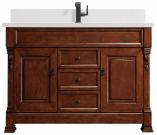 60 Inch Warm Cherry Single Sink Bathroom Vanity White Quartz