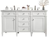 60 Inch White Double Sink Bathroom Vanity Carrara Marble