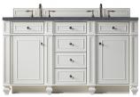 60 Inch White Double Sink Bathroom Vanity Charcoal Quartz