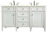 60 Inch White Double Sink Bathroom Vanity Marfil Quartz