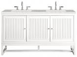 60 Inch White Double Sink Bathroom Vanity Quartz Top Floating or Freestanding
