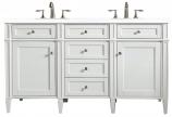 60 Inch White Double Sink Bathroom Vanity White Quartz