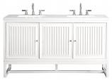 60 Inch White Double Sink Bathroom Vanity White Quartz Floating or Freestanding