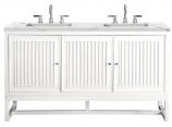 60 Inch White Freestanding or Floating Double Sink Bathroom Vanity Quartz Top