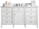 60 Inch White Single Sink Bathroom Vanity Carrara Marble