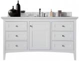 60 Inch White Single Sink Bathroom Vanity Carrara Marble Top