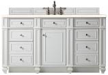 60 Inch White Single Sink Bathroom Vanity Marfil Quartz