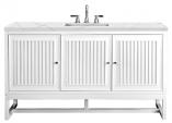 60 Inch White Single Sink Bathroom Vanity Quartz Top Wall Mount or Freestanding