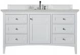 60 Inch White Single Sink Bathroom Vanity Serena Quartz