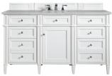 60 Inch White Single Sink Bathroom Vanity Serena Quartz