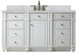 60 Inch White Single Sink Bathroom Vanity Silver Quartz