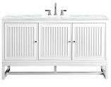 60 Inch White Single Sink Bathroom Vanity Solid Surface Freestanding or Floating