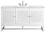 60 Inch White Single Sink Bathroom Vanity White Marble Floating or Freestanding