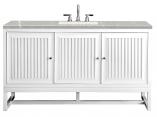 60 Inch White Single Sink Floating or Freestanding Bathroom Vanity Quartz Top