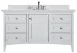 60 Inch White Single Sink Shaker Style Bath Vanity Quartz