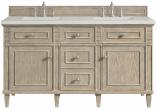 60 Inch Whitewashed Oak Bathroom Vanity with Double Sink