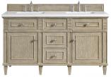 60 Inch Whitewashed Oak Double Sink Bathroom Vanity