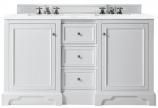 60 Inch Double Sink Bathroom Vanity in White with Electrical Component