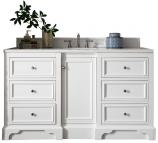 60 Inch Single Sink Bathroom Vanity in White with Electrical Component