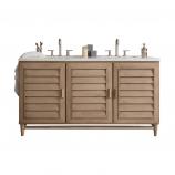 60 Inch Double Sink Bathroom Vanity in Walnut with Electrical Component