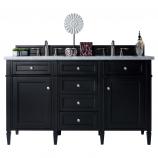 60 Inch Double Sink Bathroom Vanity in Black with Choice of Top