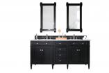 72 Inch Double Sink Bathroom Vanity in Black with Choice of Top
