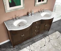 72 Inch Double Sink Bathroom Vanity with Marble