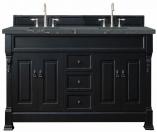 72 Inch Antique Black Double Bathroom Vanity Bleu Quartz Top