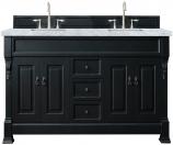 72 Inch Black Double Sink Bathroom Vanity Carrara Marble