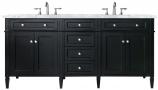 72 Inch Black Double Sink Bathroom Vanity Carrara Marble