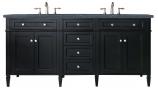 72 Inch Black Double Sink Bathroom Vanity Charcoal Quartz