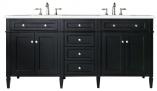 72 Inch Black Double Sink Bathroom Vanity Serena Quartz Top