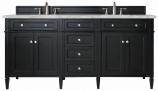 72 Inch Black Double Sink Bathroom Vanity Silver Quartz