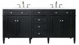 72 Inch Double Sink Bathroom Vanity in Black with Choice of Top