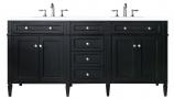 72 Inch Black Onyx Double Sink Bath Vanity White Quartz Top