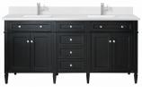 72 Inch Black Onyx Double Sink Bathroom Vanity White Quartz