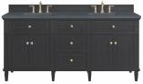 72 Inch Black Onyx Freestanding Double Sink Bathroom Vanity