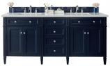 72 Inch Blue Double Sink Bathroom Vanity Carrara Marble