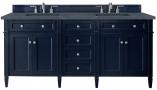 72 Inch Blue Double Sink Bathroom Vanity Charcoal Quartz