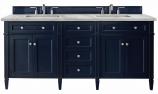 72 Inch Blue Double Sink Bathroom Vanity Silver Quartz