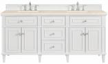 72 Inch Bright White Bathroom Vanity with Double Sink