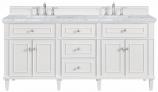 72 Inch Bright White Double Bathroom Vanity Carrara Marble