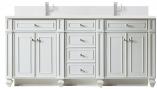 72 Inch Bright White Double Bathroom Vanity White Quartz