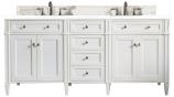 72 Inch Bright White Double Bathroom Vanity White Quartz Top